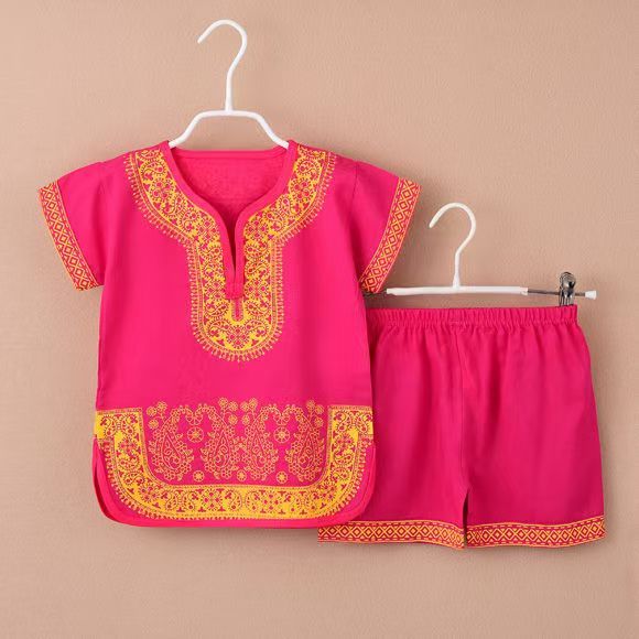 Children's Tang suit boy dress Chinese style Hanfu girl summer t-shirt short-sleeved cotton silk suit