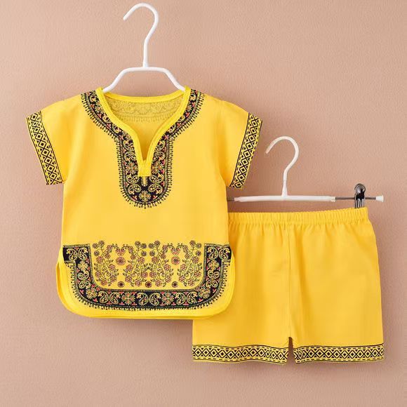 Children's Tang suit boy dress Chinese style Hanfu girl summer t-shirt short-sleeved cotton silk suit