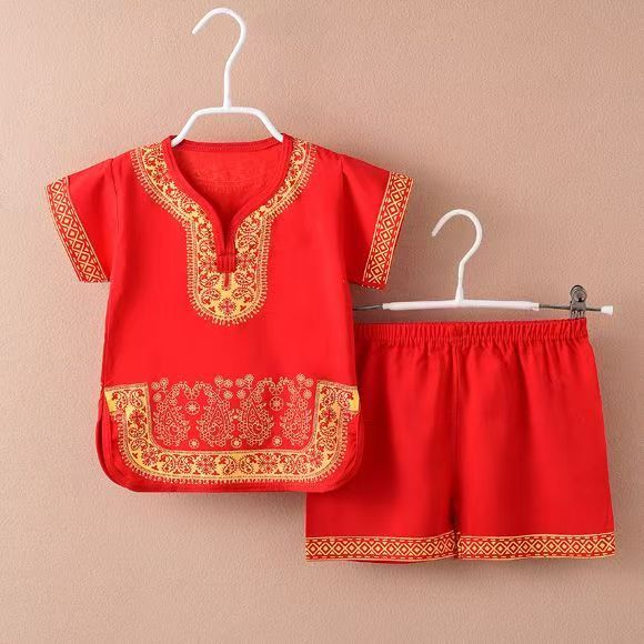 Children's Tang suit boy dress Chinese style Hanfu girl summer t-shirt short-sleeved cotton silk suit