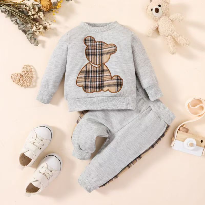 Hibobi 2-piece Newborn Boys' Clothing Cute Bear Long Sleeve Top And Pants Baby Baby Sweatshirt Cotton Children's Fall Set