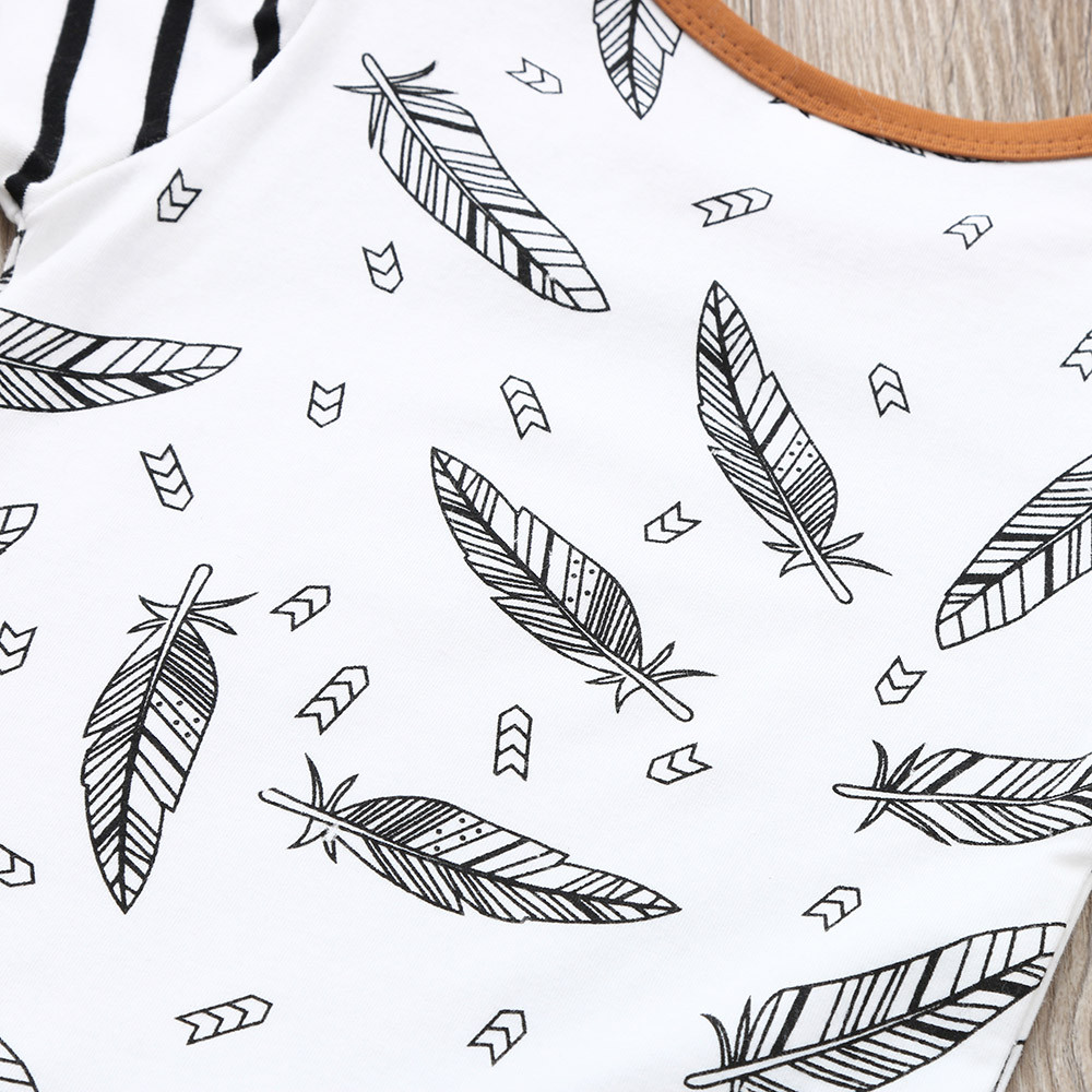 MUQGEW Winter Baby Newborn Baby Boy Girl Clothes Feather T shirt Tops Striped Pants Clothes Outfits Set vetement enfant fille