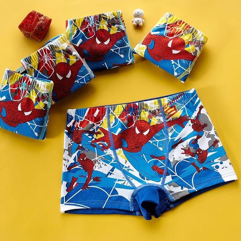 (3-piece set) Children's underwear boys' boxer shorts cartoon little boys' cotton Spider Man car boxer shorts