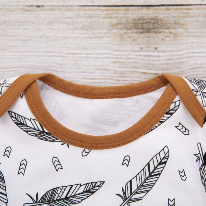 MUQGEW Winter Baby Newborn Baby Boy Girl Clothes Feather T shirt Tops Striped top+pants+hat 3-piece set