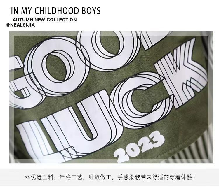 Boys' clothing set new children's stylish striped shirt+pants trendy casual two-piece set