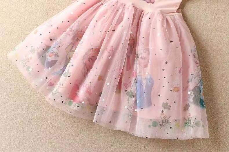 Summer children's clothing girls' dress Elsa princess dress children's short sleeved fluffy skirt Frozen girls' dress