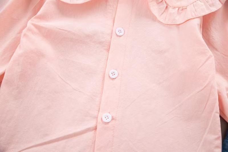 Children's set baby top+overalls new stylish doll collar overalls two-piece set for children and girls aged 0-4