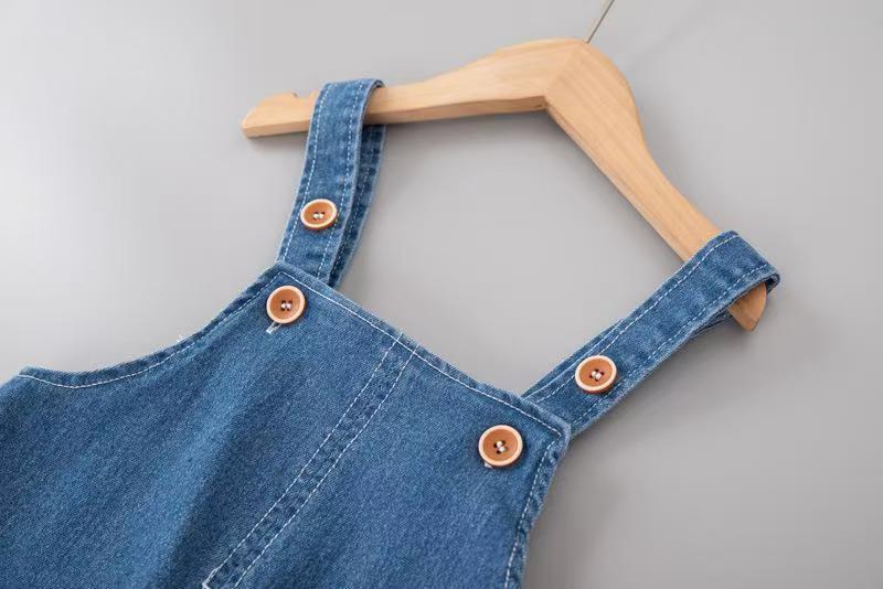 Children's set baby top+overalls new stylish doll collar overalls two-piece set for children and girls aged 0-4