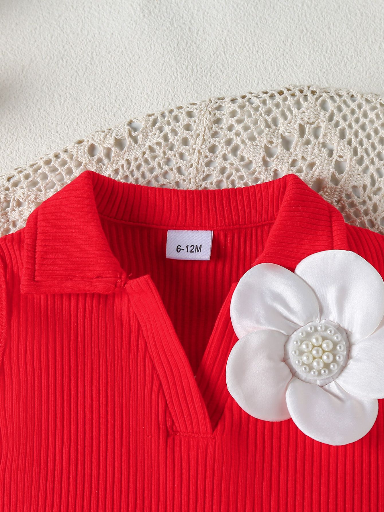 Girl's clothing set V-neck sleeveless pit top+white applique shorts set European and American girl's lapel dress