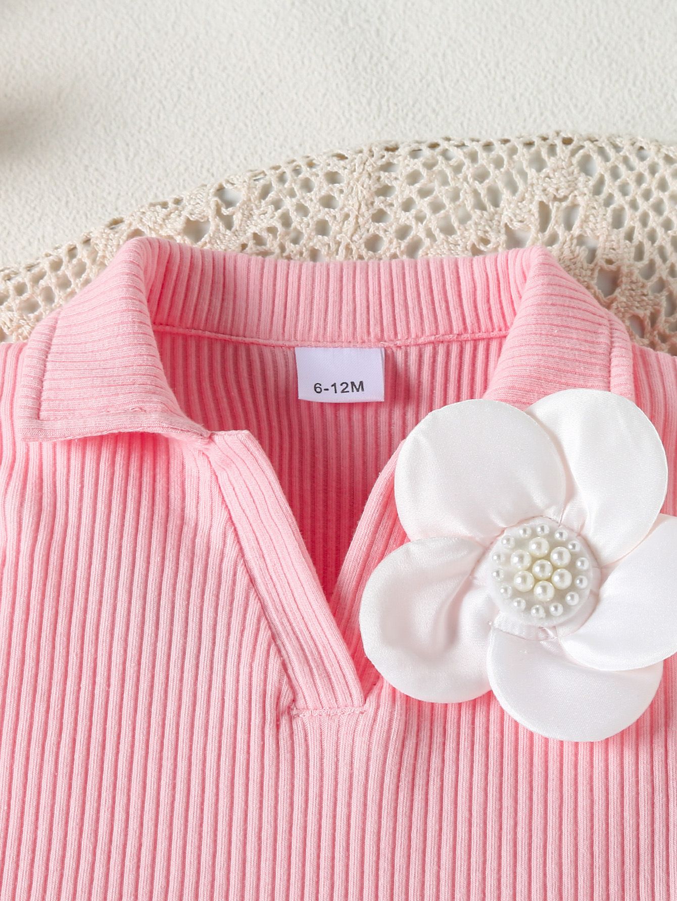 Girl's clothing set V-neck sleeveless pit top+white applique shorts set European and American girl's lapel dress