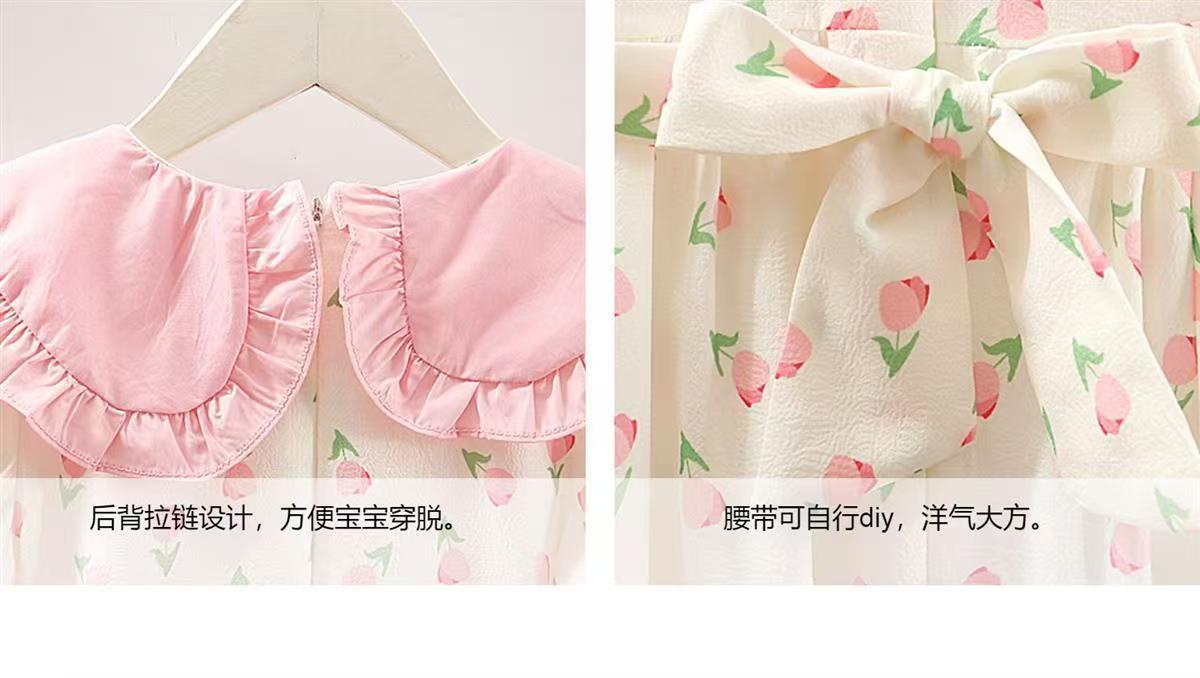 Girls' dress floral princess dress new children's summer dress stylish and cute short sleeved girls' dress