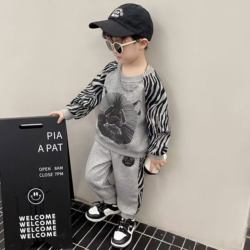 New children's hoodie and children's clothing set for babies in spring and autumn handsome and fashionable children's clothing set for boys in autumn