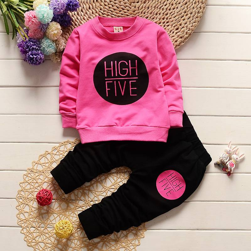 Children Tracksuits For Girls Clothing Set Letter Printed Long Sleeved T-shirt Pants Casual Kids Sport Suits Bebes Jogging Suits