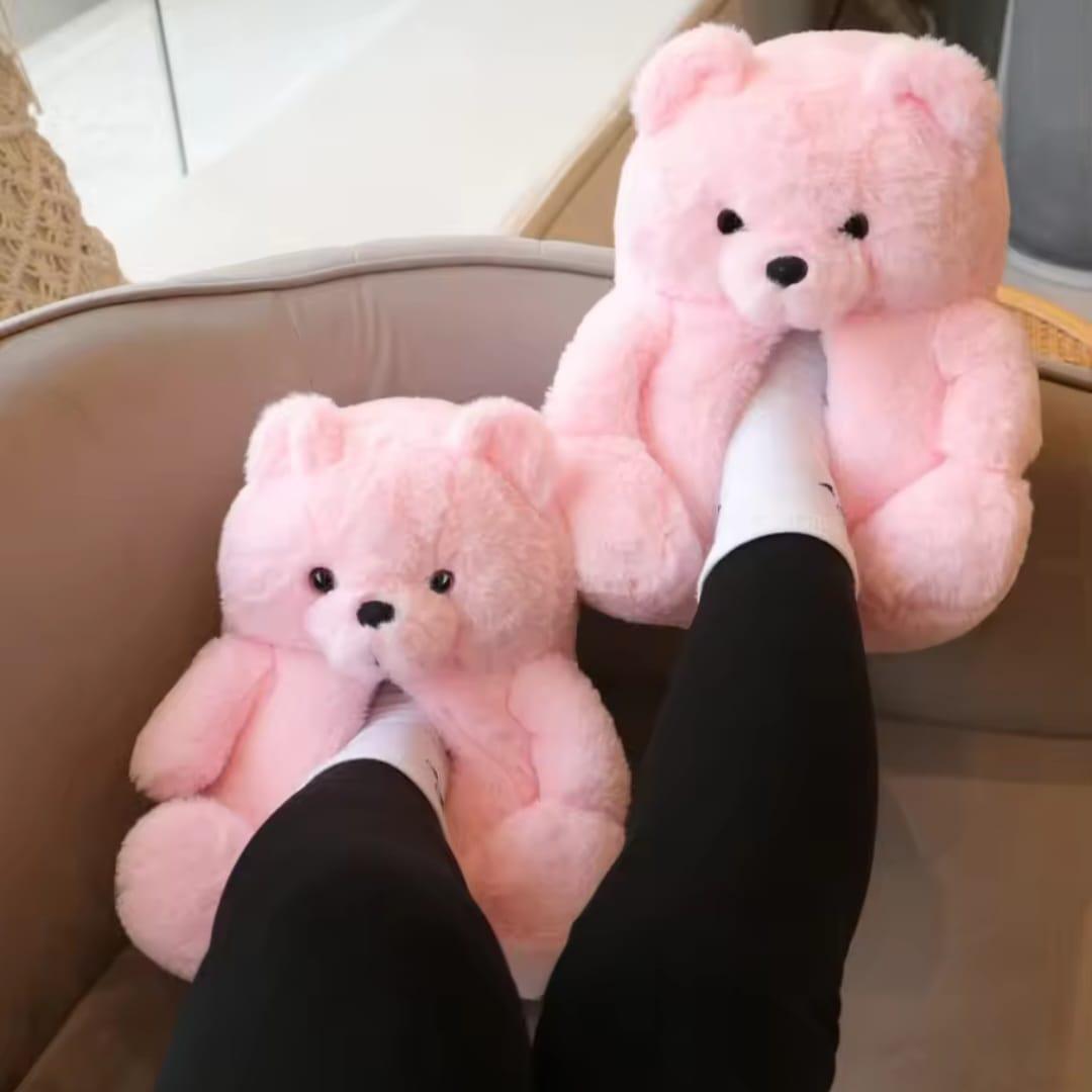Giant Fluffy Adult Teddy Bear indoors shoes for Women and Teens -One size Fully Indoors Slippers