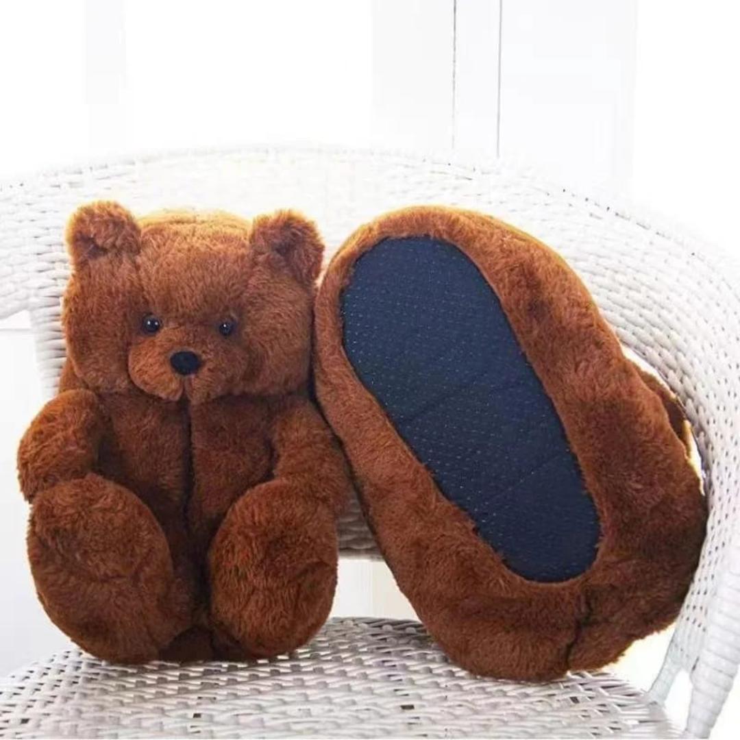 Giant Fluffy Adult Teddy Bear indoors shoes for Women and Teens -One size Fully Indoors Slippers