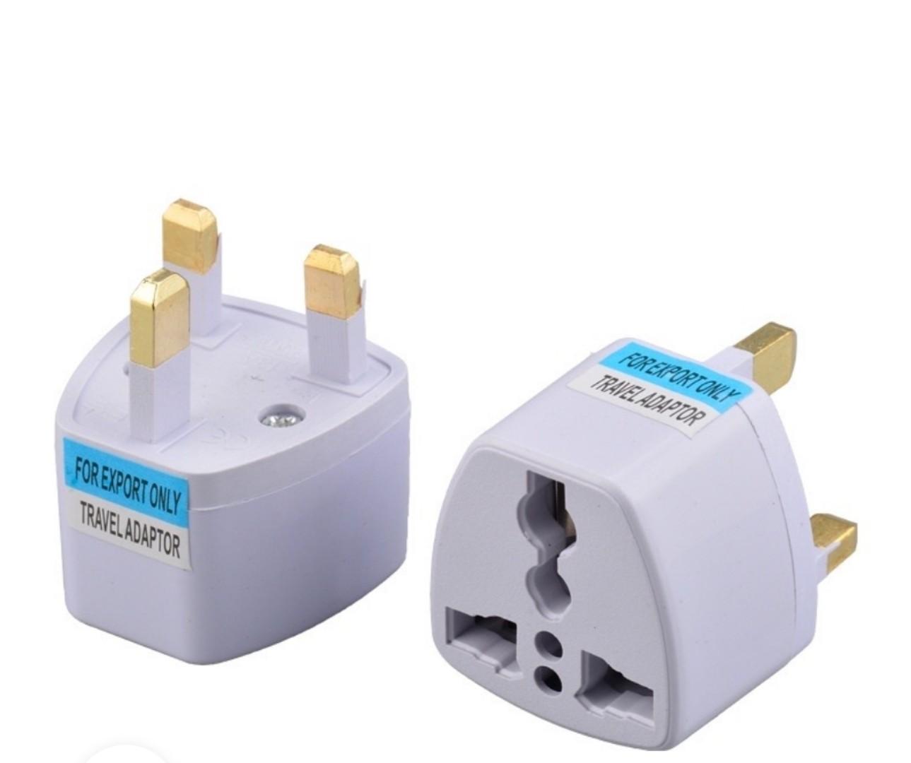 2pcs Plug Adapter Travel Power Adapter with Socket Plug White