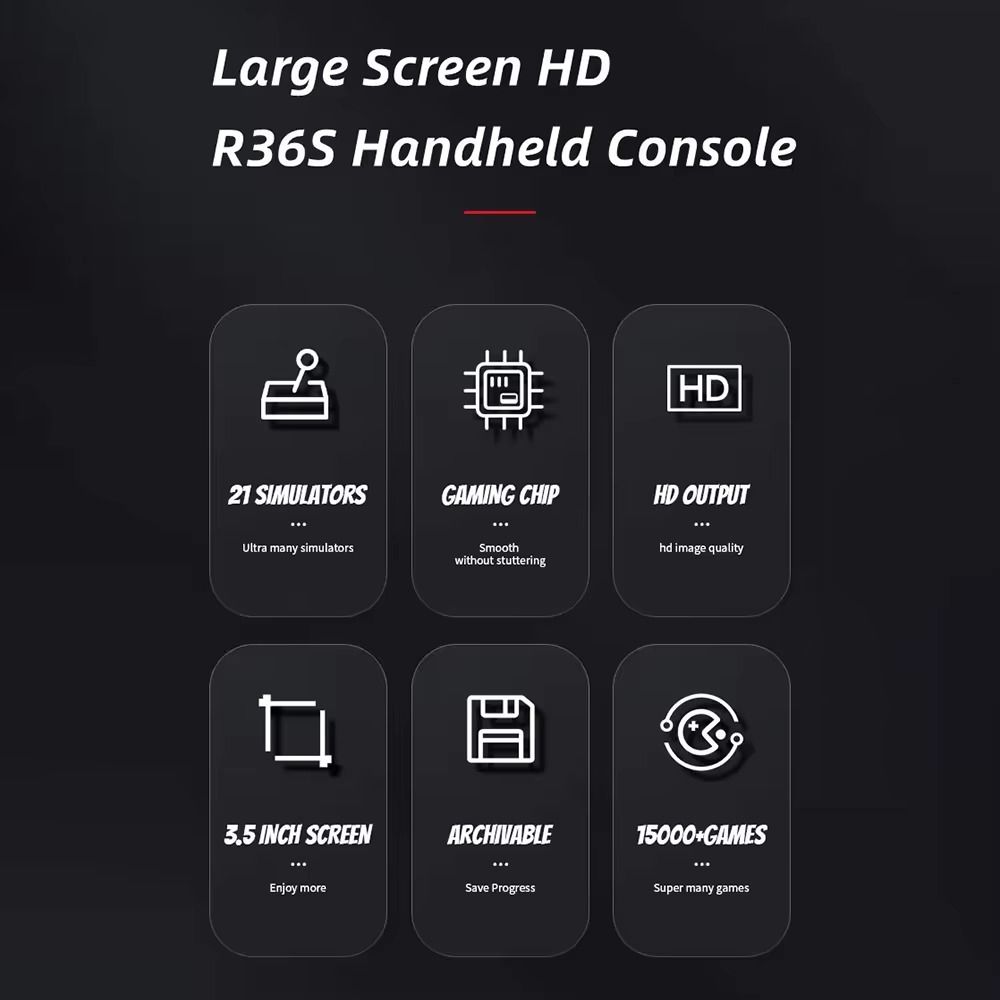 R36S Retro Handheld Game Console Operating System Linux, 64GB, 15000+ Pocket Video Games, 3.5 Inch IPS Screen