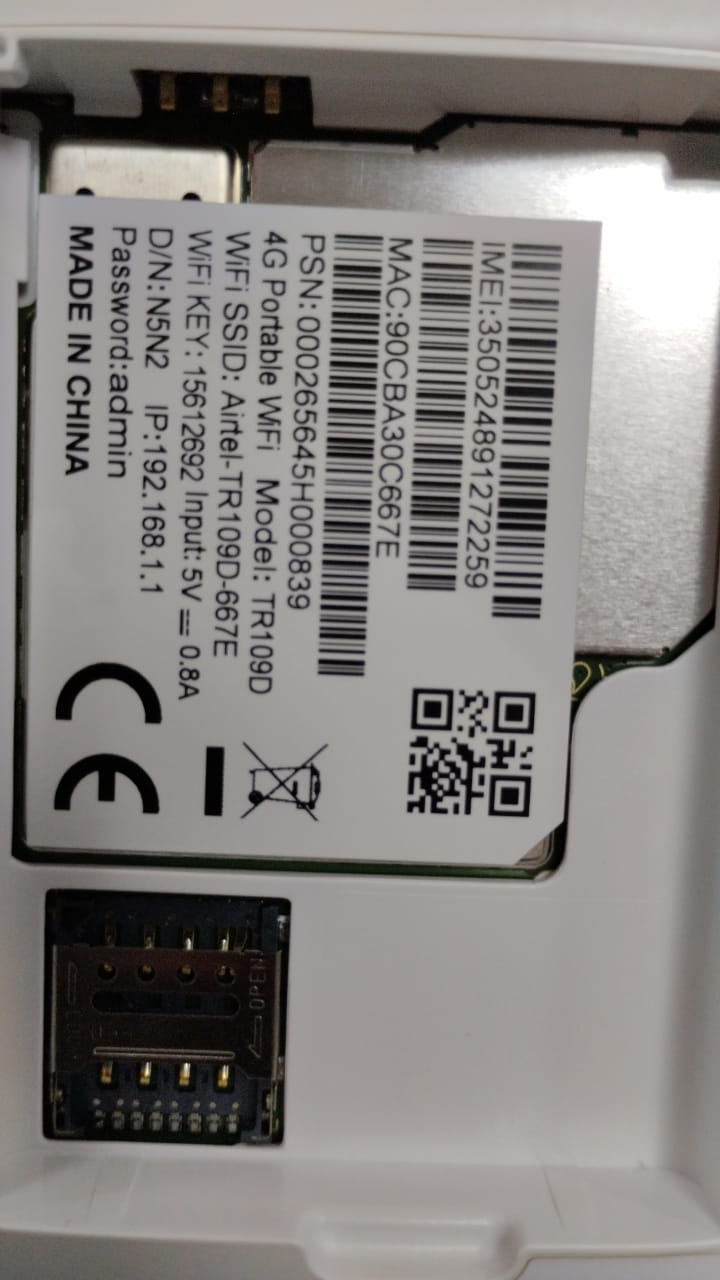 Airtel 4G Pocket wifi (MIFI)