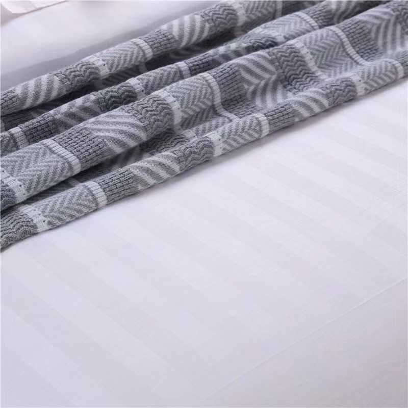 6*6 5-Star Hotel Quality 100% Cotton Duvet Cover Set White Stripe Plain Dyed Woven Fitted Bed Sheet