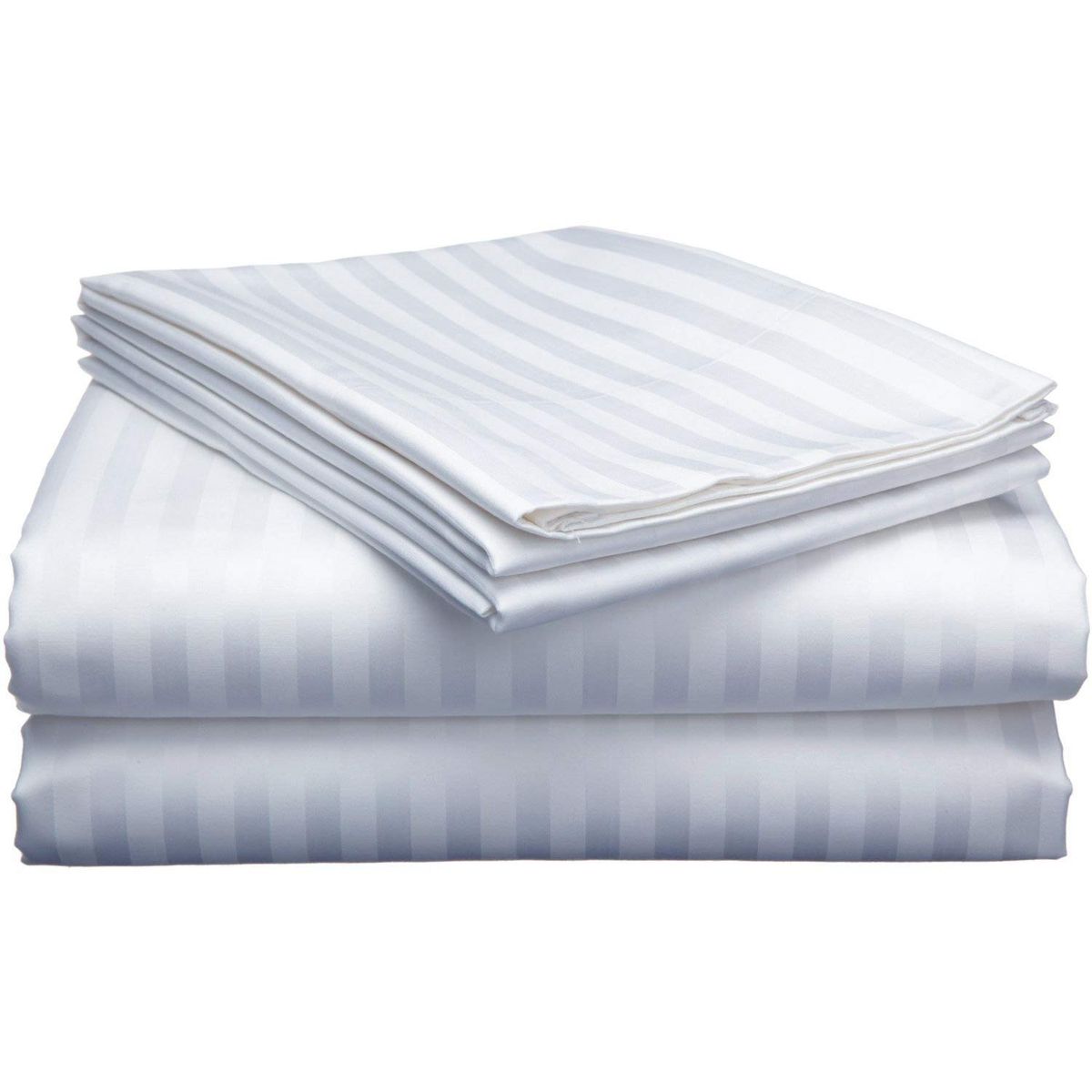 4Pcs of 6*7 Luxury 100% Cotton Egyptian white Stripped Soft Bedsheets Set (2pillowcases and 2pc bedsheets ) Bedding Set