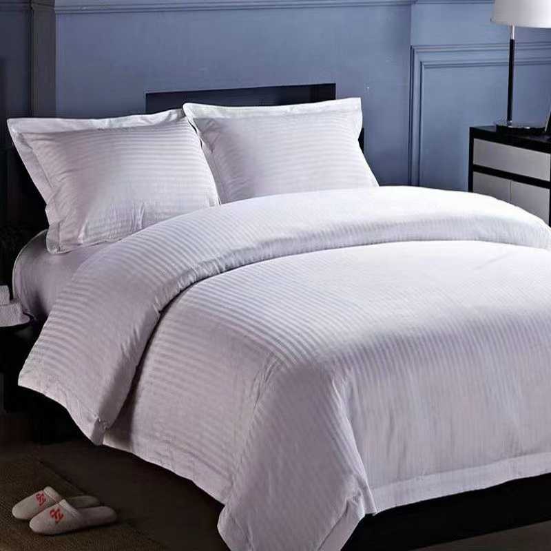4Pcs of 6*7 Luxury 100% Cotton Egyptian white Stripped Soft Bedsheets Set (2pillowcases and 2pc bedsheets ) Bedding Set
