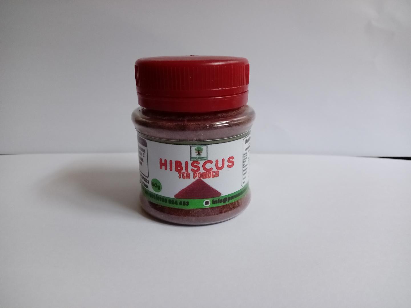 HIBISCUS TEA POWDER/ ROSEL is a flowering plant known for its vibrant blooms and is often used to make herbal teas. Its health benefits include lowering blood pressure, improving cholesterol levels