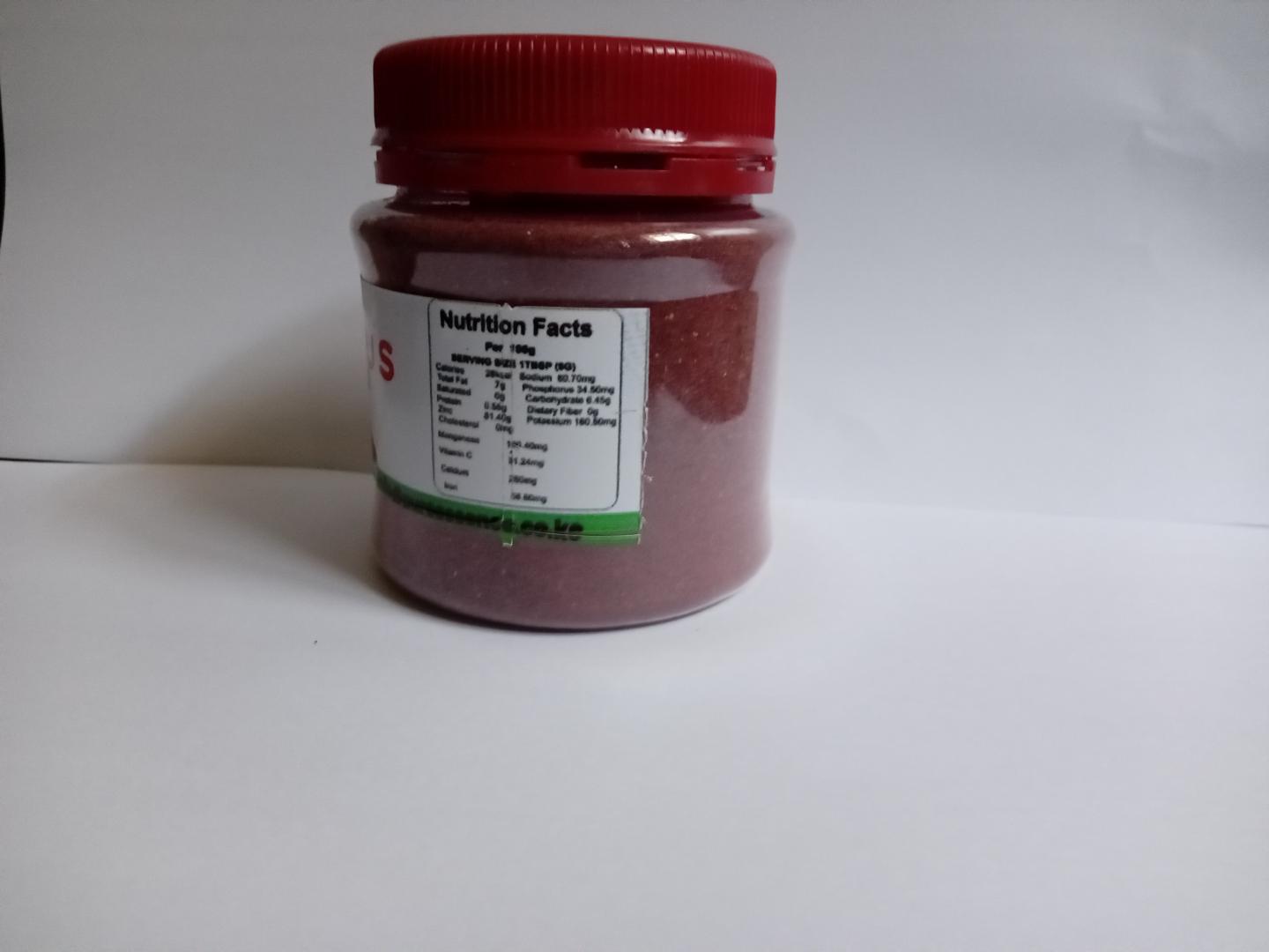 HIBISCUS TEA POWDER/ ROSEL is a flowering plant known for its vibrant blooms and is often used to make herbal teas. Its health benefits include lowering blood pressure, improving cholesterol levels
