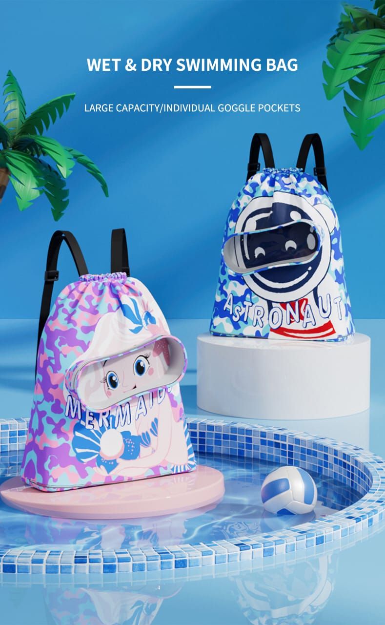 Cute Cartoon Drawstring Waterproof Swimming Bag/GymBag