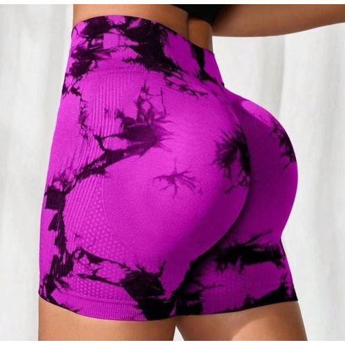 Trending Women Patterned Tie & Dye Gym Shorts PINK Workout Shorts Tie Dye Shorts Biker Shorts Bike Shorts Good Stretch Tight Fit Breathable Sculpting Cosy Wear Booty Shorts