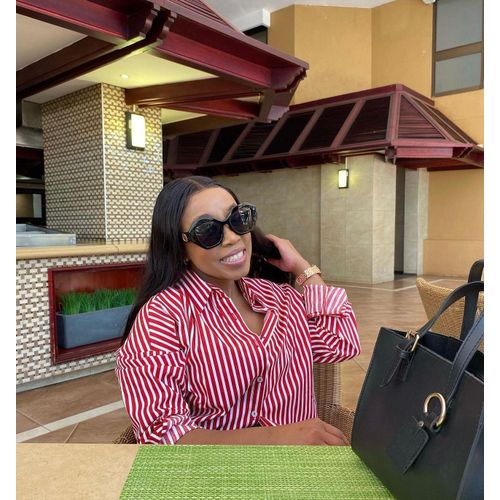 Fashion Style Women's Fashion Long Sleeve Stripped Blouse/Official/Casual Shirt-Red&White