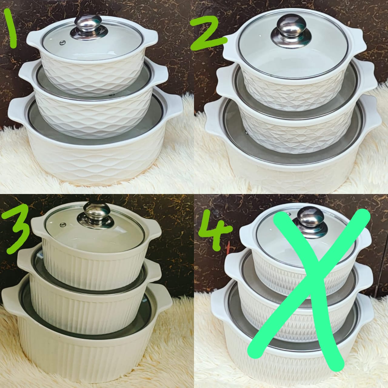 *3pc set Ceramic serving dishes with glass cover‼️*
▪️Capacity 3ltrs, 2ltrs &1.5ltrs
▪️This ceramic serving dishes can be used as serving dishes for prep, salad, pasta, soup, and small mixing bowls fo
