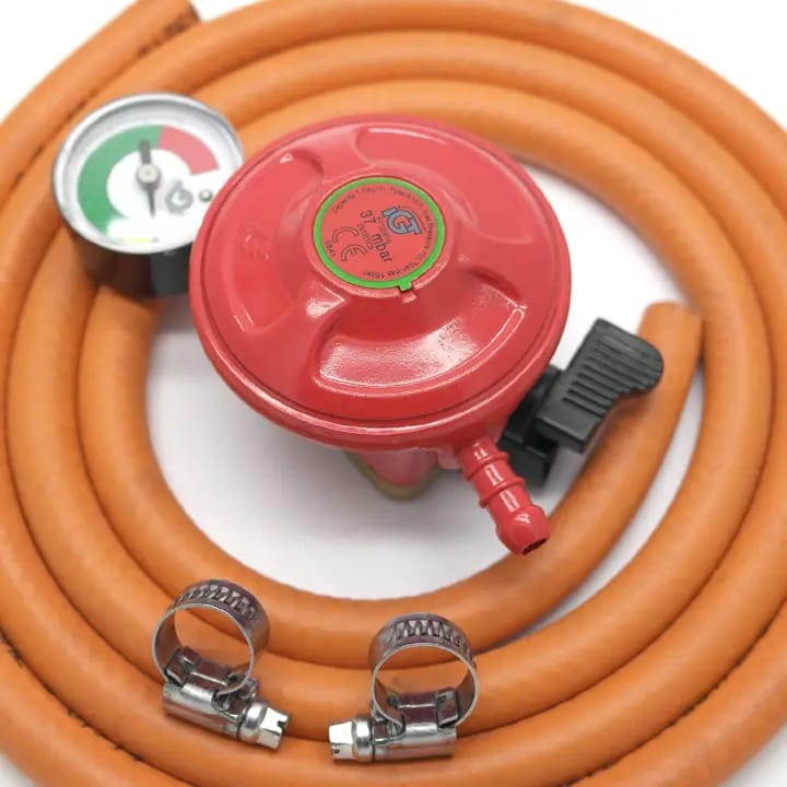 🥳♦️REGULATOR;13KG REGULATOR GAS GAS 27mm REGULATOR WITH PRESSURE GAUGE+2 METRE PIPE+2 PIPE CLIPS (2YRS WARRANT_ kitchen appliances home