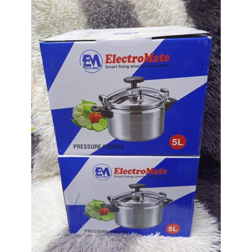 ‼️SPECIAL OFFER♨️ElectroMate 5L Pressure Cooker – Durable Stainless Steel, Fast Cooking, Safety Valve, Heat-Efficient, Suitable for Gas & Electric Stoves, Size Kitchen Pot, Easy Clean, Locking Lid