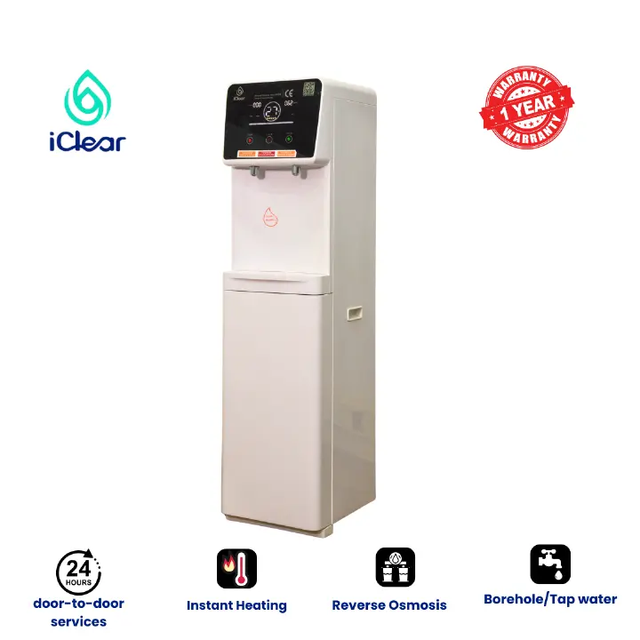 iClear Office Water Purifier | Reverse Osmosis Filter |Over 99.99% Bacteria Removed | Borehole Purifier For Drinking | Hot and Cold | Defluoridation & Desalination | Design From Germany|1Year Warranty