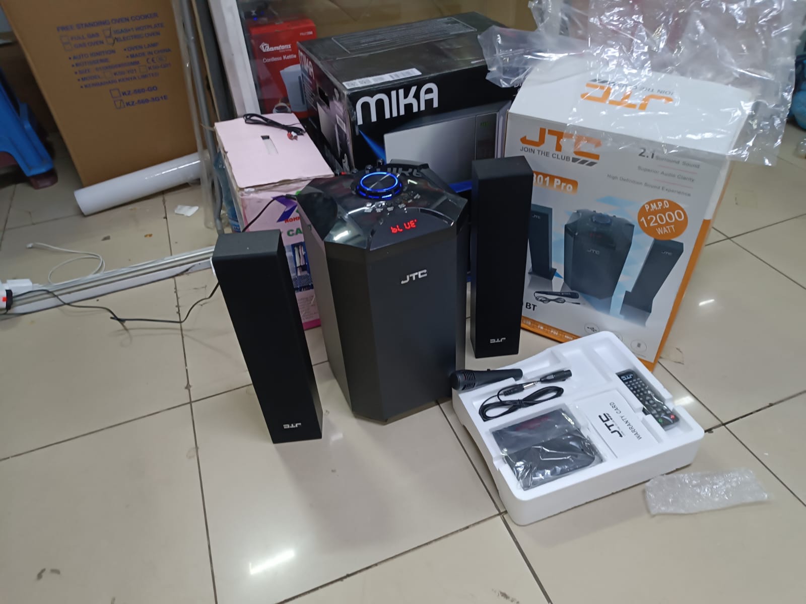 JTC WOOFER Pro 2.1CH Speaker System 12000W Amazing Sound Super Bass USB/SD Card Bluetooth FM Radio/Microphone