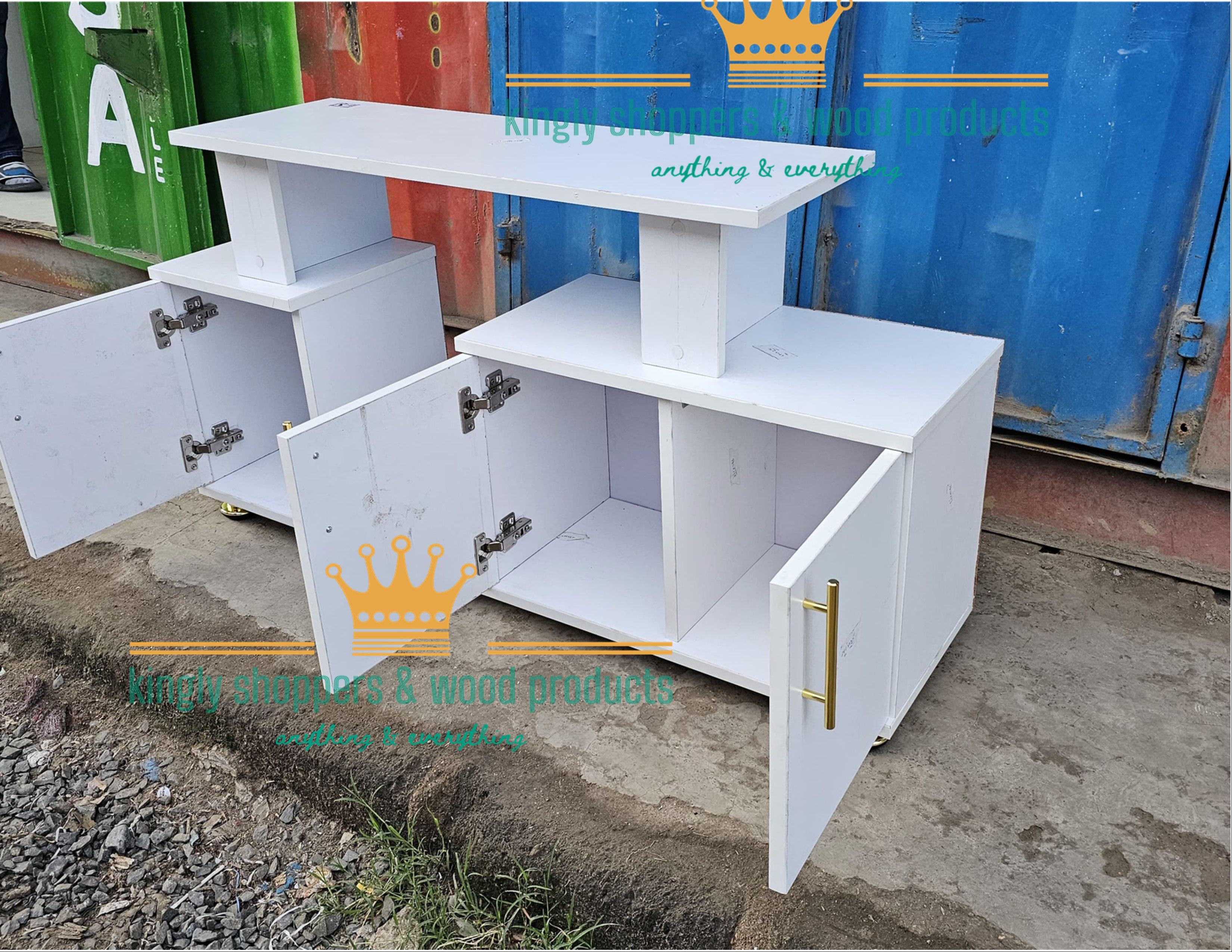 Istanbul 2 !!( BIG ALL WHITE ) Modern TV Stand With LED Lights 4FT ♦️wooden Tv stands with cabinets