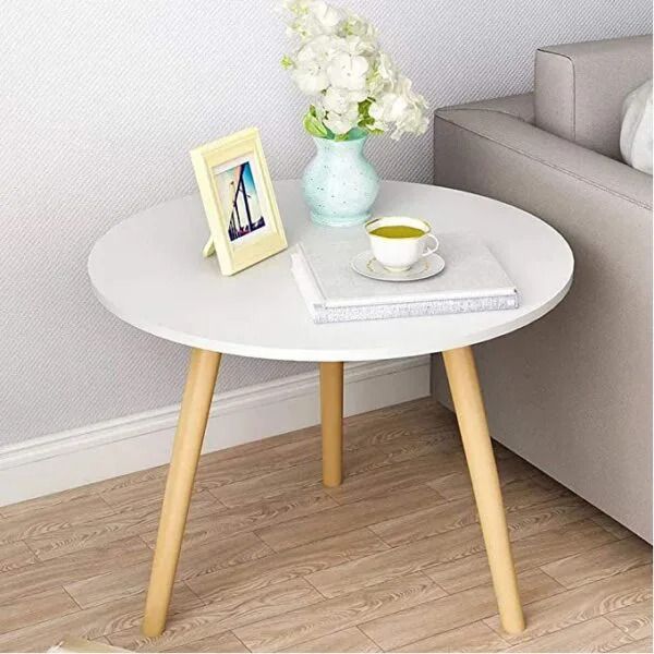 SHEE NORDIC BIGGG !!!!!! (60 CM) KINGLY ROUND TABLE♦️ big size ♦️wooden ♦️(Unassembled)- White ♦️ Coffee Tables ♦️60*60*45