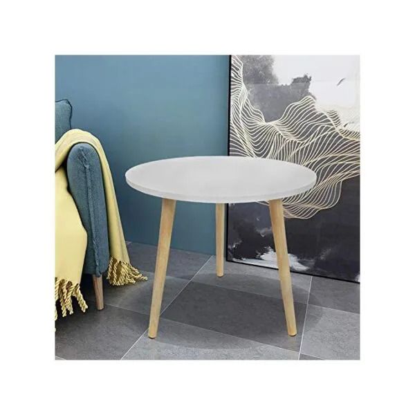 SHEE NORDIC BIGGG !!!!!! (60 CM) KINGLY ROUND TABLE♦️ big size ♦️wooden ♦️(Unassembled)- White ♦️ Coffee Tables ♦️60*60*45