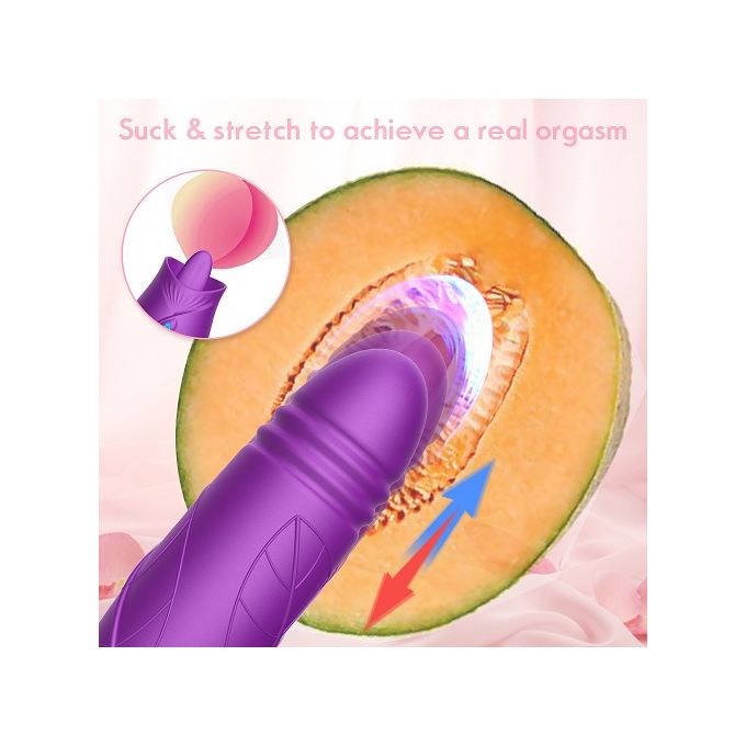 2 In 1 Shaped Extended Vibrate Tongue Clitoral Vibrating Egg Sex Toy Rose Vibrator