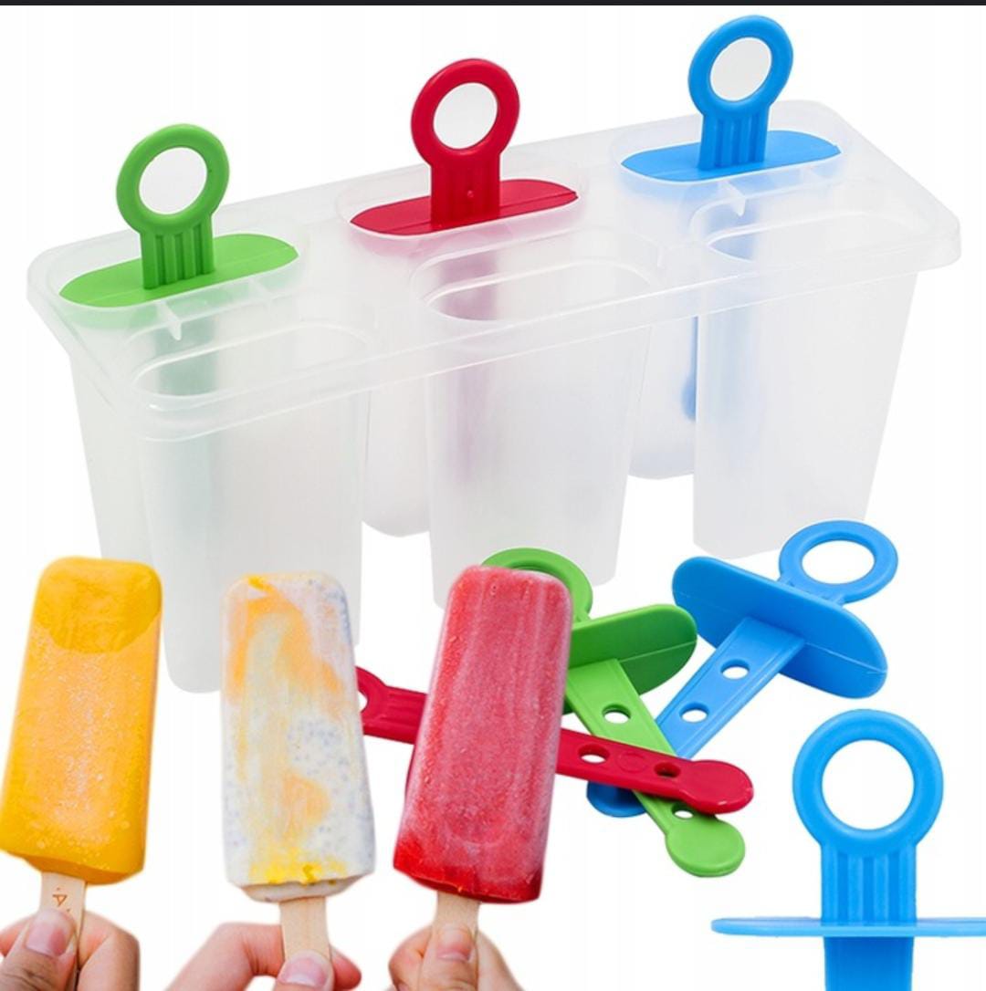 Reusable 6 Slot Set Ice Cream Mold Popsicle Maker Box.Create treats using juices, purees, yogurt, fruit and ice cream.
Suitable for treats around the home, in the kitchen, garden parties. Assorted col