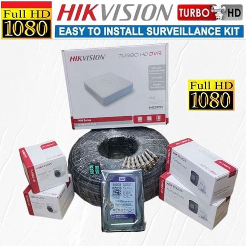 Hikvision 4 Turbo HD 1080P Full HD CCTV Cameras System Kit-With 500GB Harddisk+4 Channel DVR Machine