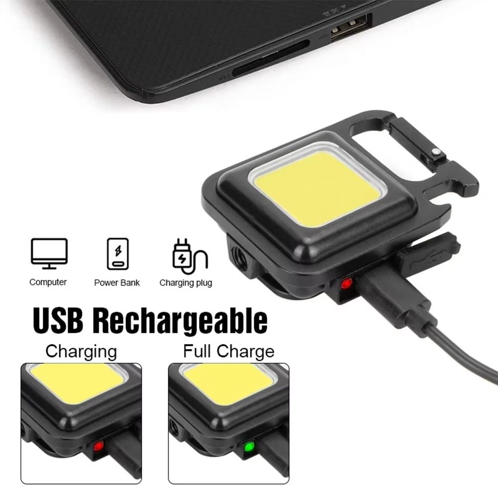Multifunctional Mini Glare COB Keychain Light USB Charging Emergency Lamps Strong Magnetic Repair Work Outdoor Camping Light