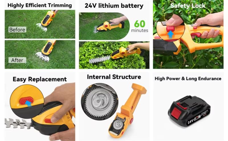 Home Grass Trimmer Handheld Rechargeable Mini Electric Hedge Cutter Fence Professional Trimmers Multifunctional Cutting Tool
