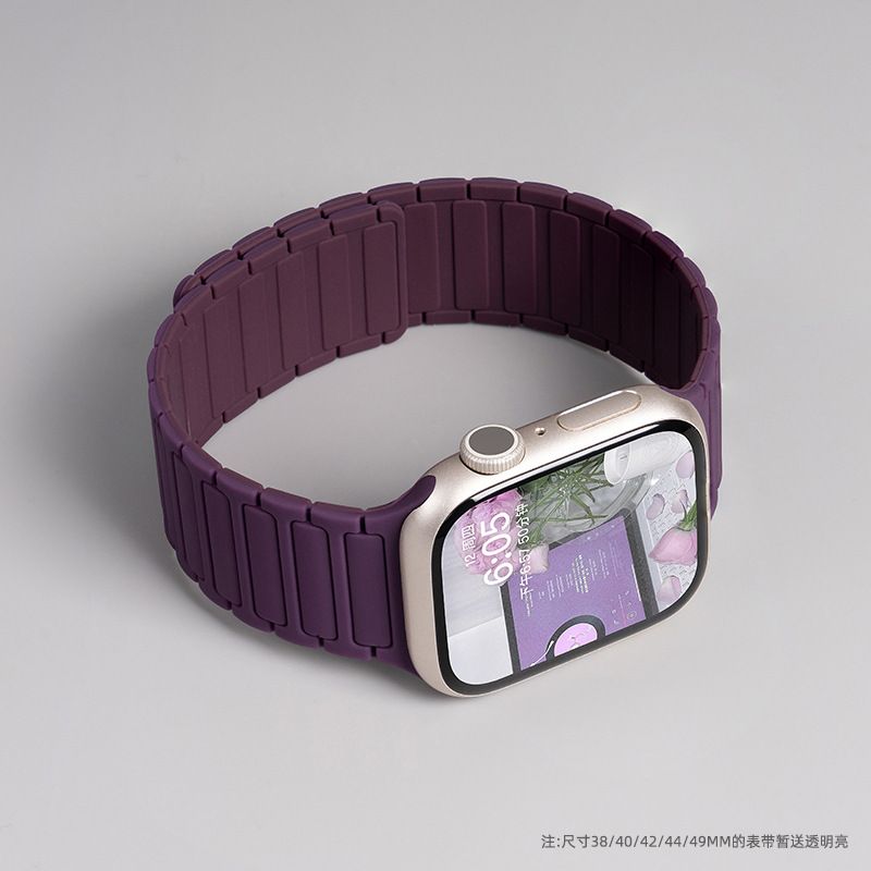 Berry Purple Silicone Magnetic Strap for Apple Watch 10 42mm 46mm 9 8 7 6 5 4 SE 45mm 41mm 40mm 44mm Replacement Band for IWatch