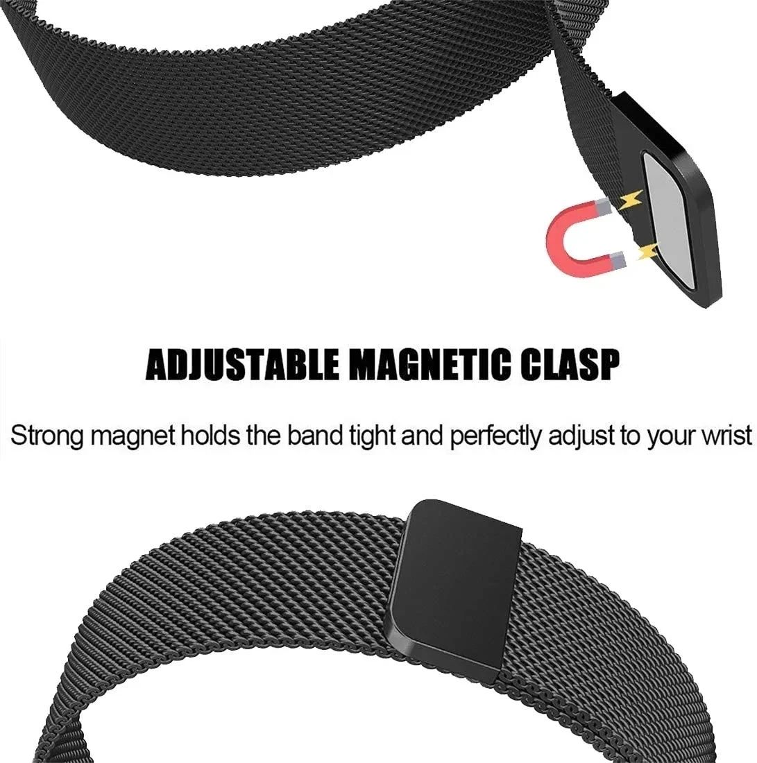 22mm 20mm Milanese Loop Strap For Samsung Galaxy Watch 7 6 5 4 44mm 40mm Classic Active 2 Bracelet Huawei Gt Magnetic Watch Band Stainless steel Magnetic buckle 20mm/22mm watchband