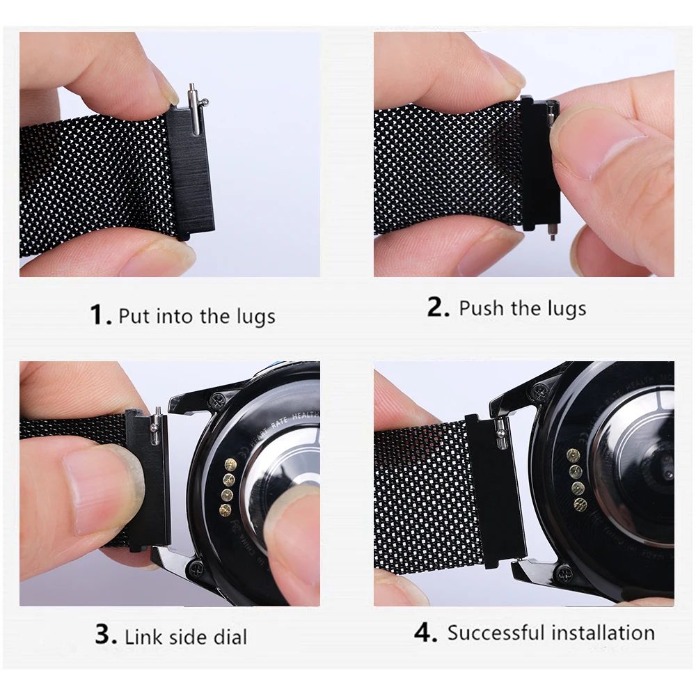 22mm 20mm Milanese Loop Strap For Samsung Galaxy Watch 7 6 5 4 44mm 40mm Classic Active 2 Bracelet Huawei Gt Magnetic Watch Band Stainless steel Magnetic buckle 20mm/22mm watchband
