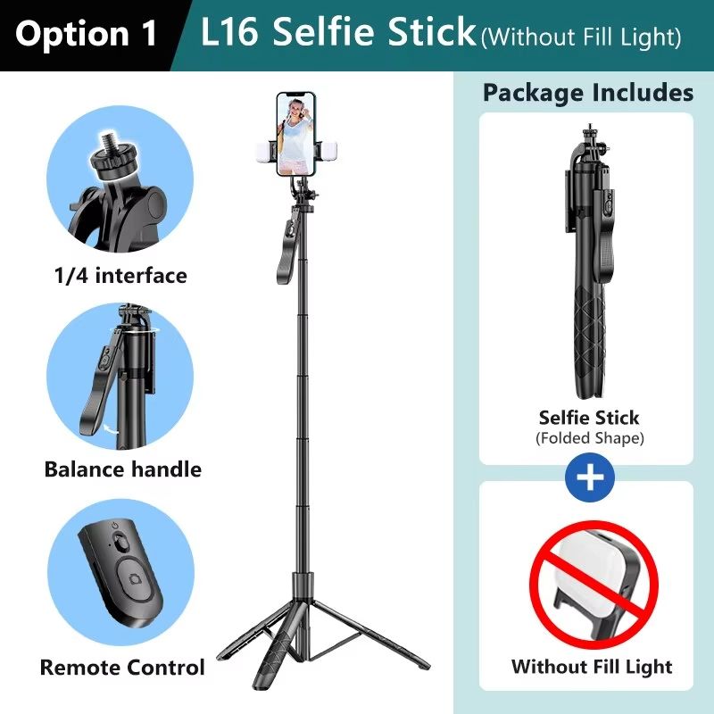 Portable Wireless Selfie Stick Tripod L16 1530mm Foldable Monopod for Gopro Action Cameras Smartphones iPhone 13 14 Xiaomi Bluetooth Shooting Live