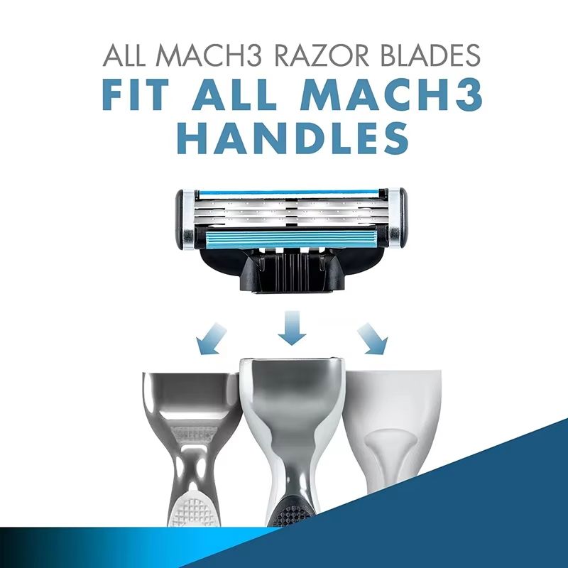 1 handle 8 blades Gillette Mach 3 Men's Razor 3 Layers Blades Hair Removal Manual Shaver Fast Smooth Safe Shaving Machine With Lubrication Strip