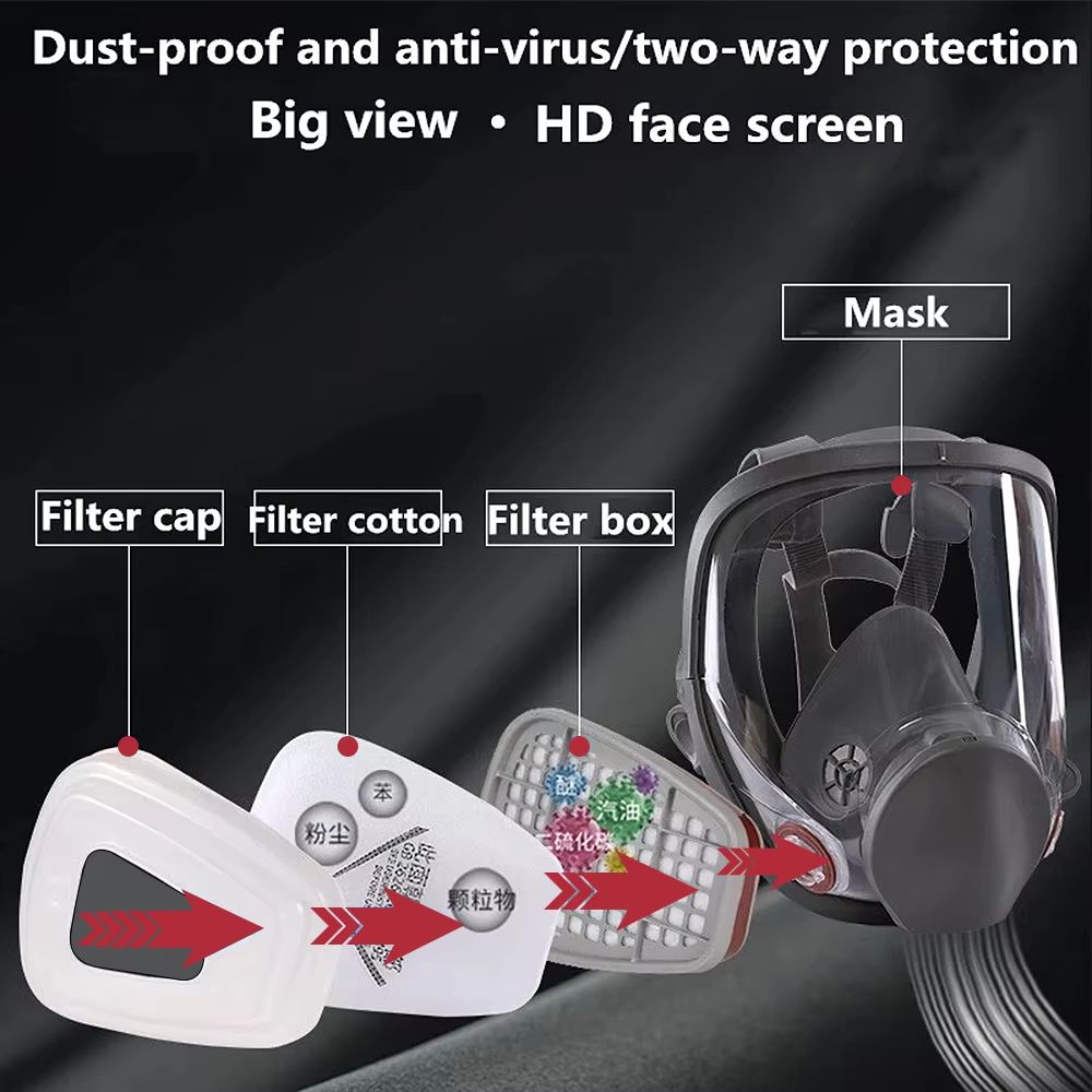 6800 Anti-Fog Gas Mask, Industrial Paint, Spray, Vaccination, Safety, Work, Dust Filter, Full Face Protection with Formaldehyde First Aid Mask