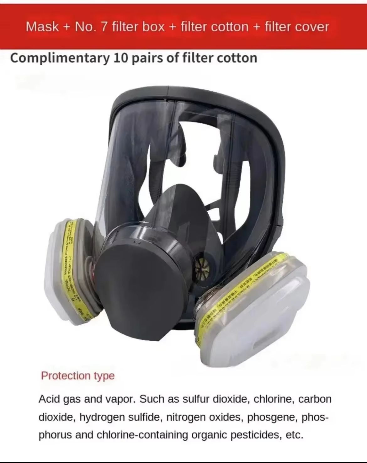 6800 Anti-Fog Gas Mask, Industrial Paint, Spray, Vaccination, Safety, Work, Dust Filter, Full Face Protection with Formaldehyde First Aid Mask
