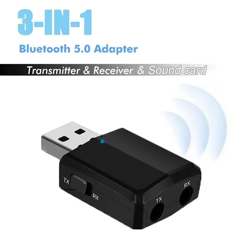 USB Bluetooth 5.0 Transmitter Receiver 3 In1 EDR Adapter Dongle 3.5mm AUX for TV PC Laptop Headphones Home Stereo Car HIFI Audio